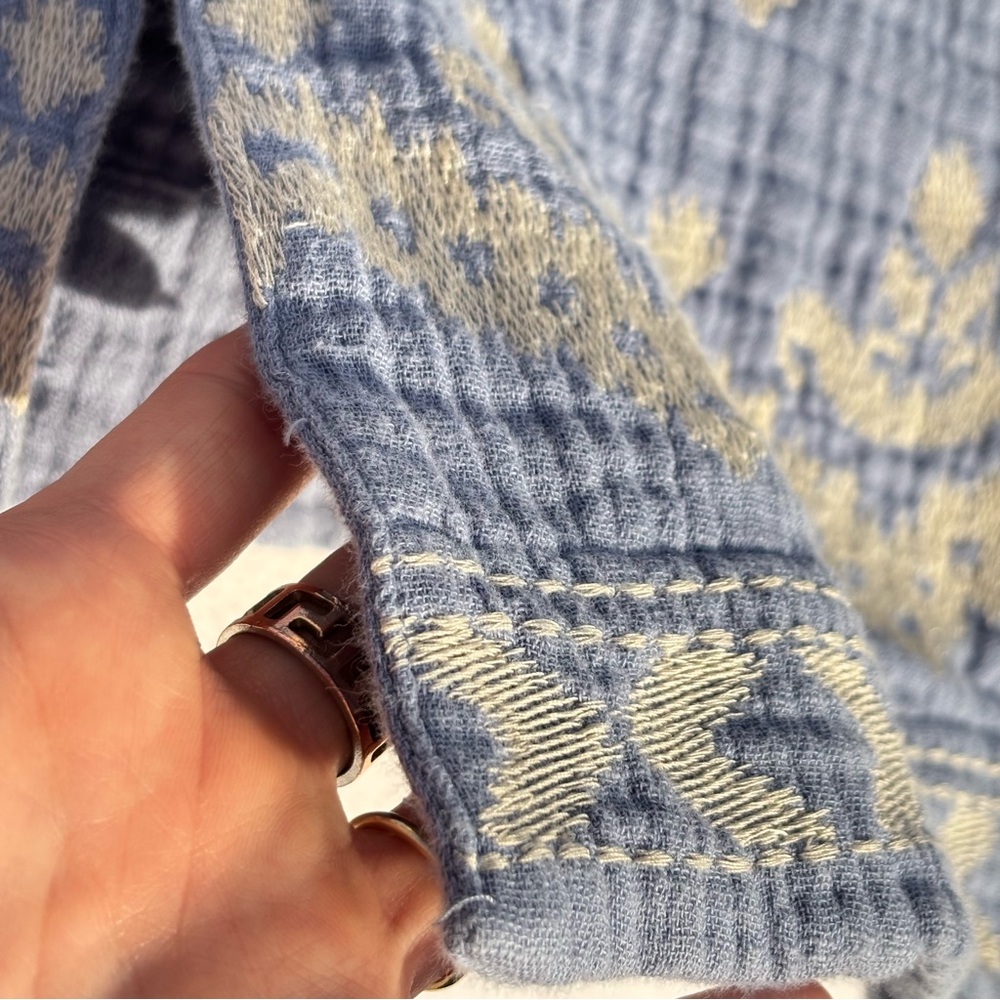 Pure Jill Cotton-Gauze Embroidered Duster Jacket Womens Small Petite Coastal - Picture 7 of 15